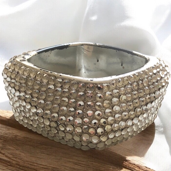 Y2K House of Bling Twisted Rhinestone Statement Cuff Bracelet - Picture 1 of 9